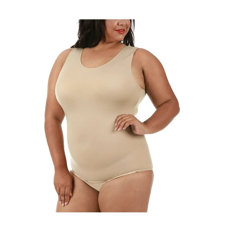 Women's InstantFigure WB4033X Curvy Tank Bodysuit with Snap Bottom (Nude 5X)