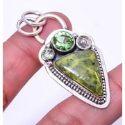 Atlantisite Stichite & Green Amethyst 925 Silver Plated Pendant 1.76" A372, Valentine's Day Gift, Birthday Gift, Beautiful Jewelry For Woman & Girls