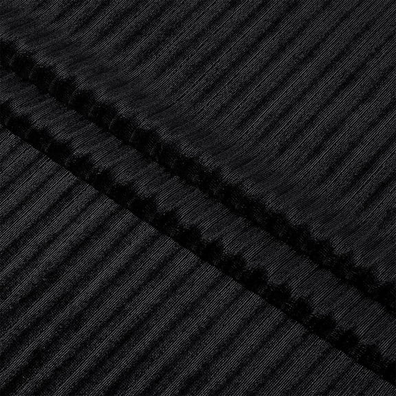 3.28 Yards Black Pleated Velvet Fabric 63 Inch Wide Polyester Garment Accessories for DIY Sewing Upholstery Apparel Costume Crafts