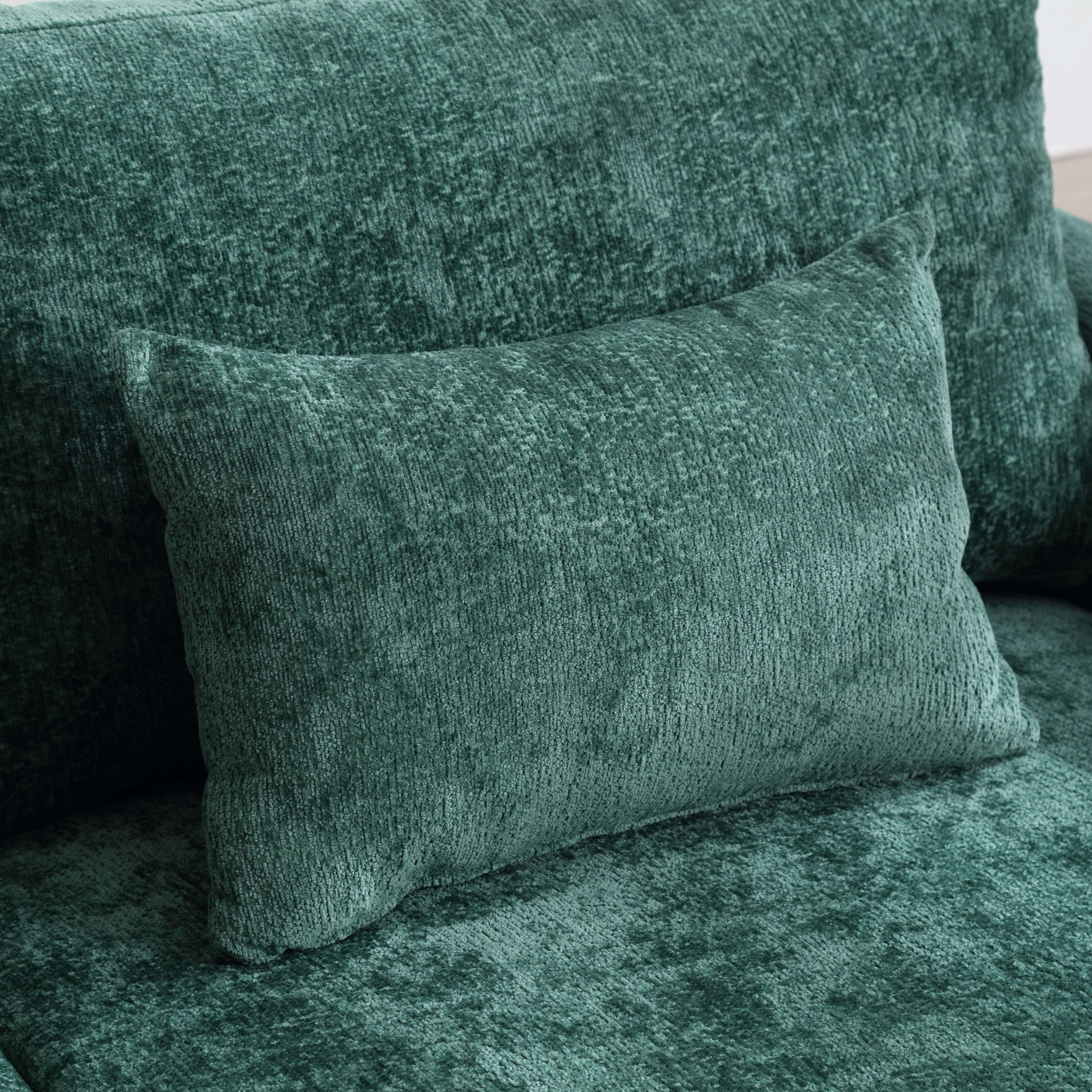 MAYEERTY Mid Century Modern chenille Fabric Loveseat sofa, 2-Seat Upholstered Loveseat Sofa Modern Couch for Living Room,Brown wood feet sofa for Bedroom, Reading (Emerald Chenille)