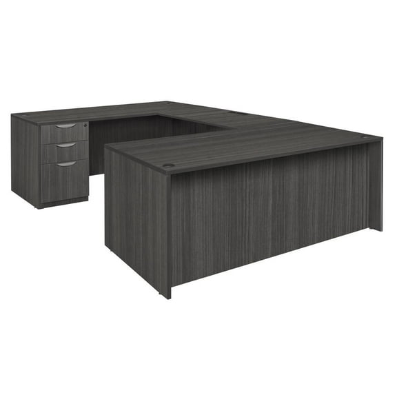 Regency Legacy 71" Double Full Pedestal U-Desk- Ash Grey