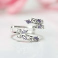 thumbnail image 5 of 0.35Ct Purple Amethyst and White Diamond Open Leaf Ring Enhancer Wrap in 925 Sterling Silver, 5 of 7