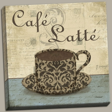Lovely Retro Cafe Latte Hand Stretched Canvas Kitchen Decor One