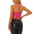 thumbnail image 3 of INSPIRE CHIC Sequin Crop Top for Women's Cutout Halter Neck Shiny Party Metallic Top XL Hot Pink, 3 of 5