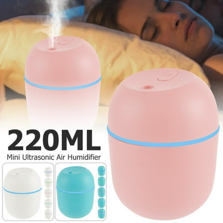

MTFun 220ML USB Humidifier with Smart LED Indicator Light Silent Aroma Diffuser Knob Control Cold Mist Humidifier 8 Hours Work Time for Bedroom Office Car