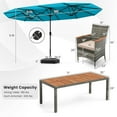 thumbnail image 4 of Costway 10 Pieces Patio Wicker Dining Set with Double-Sided Patio Umbrella 8 Armchairs Turquoise, 4 of 11
