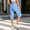 thumbnail image 5 of Guluxicc Womens Cropped Pants with Pockets Elastic Waist Drawstring Straight Leg Capris for Summer Casual Outfits, 5 of 7