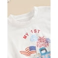 thumbnail image 5 of FEORJGP Independence Day Clothes for Baby Boys Girls 0 3M 6M 12M 18M Infant Newborn Short Sleeve Romper Letter Flag Car Firework Print T-shirt Crewnecl Fashion Summer Outfits for 4th of July, 5 of 7