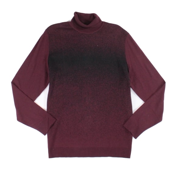 Alfani Mens Sweater Black Turtleneck Printed Knit Pullover Red XL