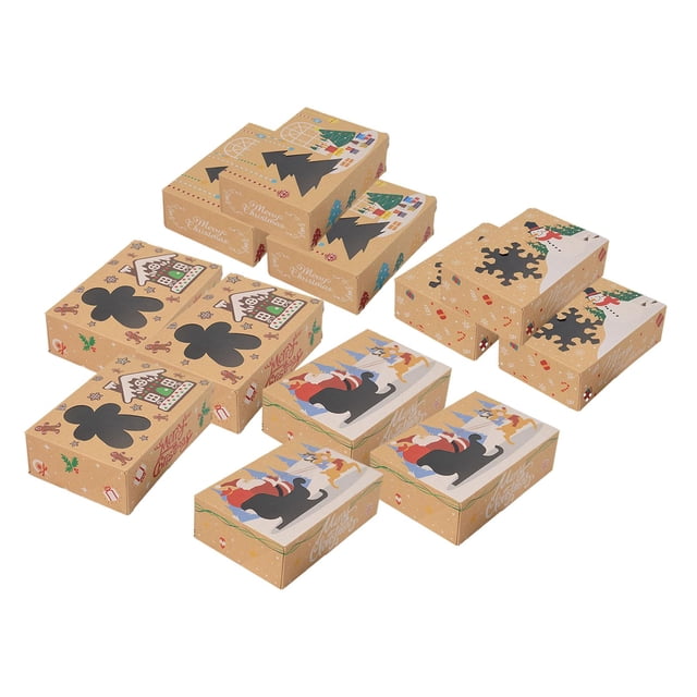 Christmas Cookie Boxes Pastry Boxes Window Decorating Treat Boxes Christmas Gift 12 Pieces