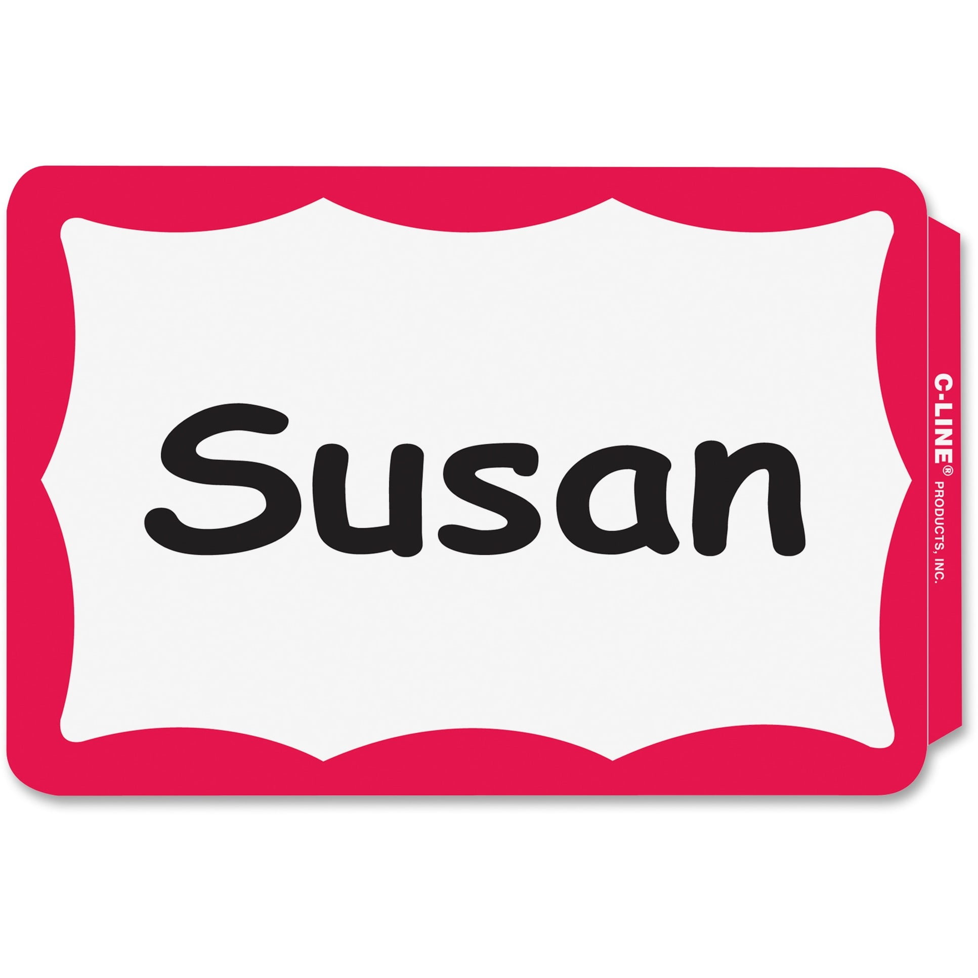 CLine SelfAdhesive Name Tags, Red, 100 / Box (Quantity)