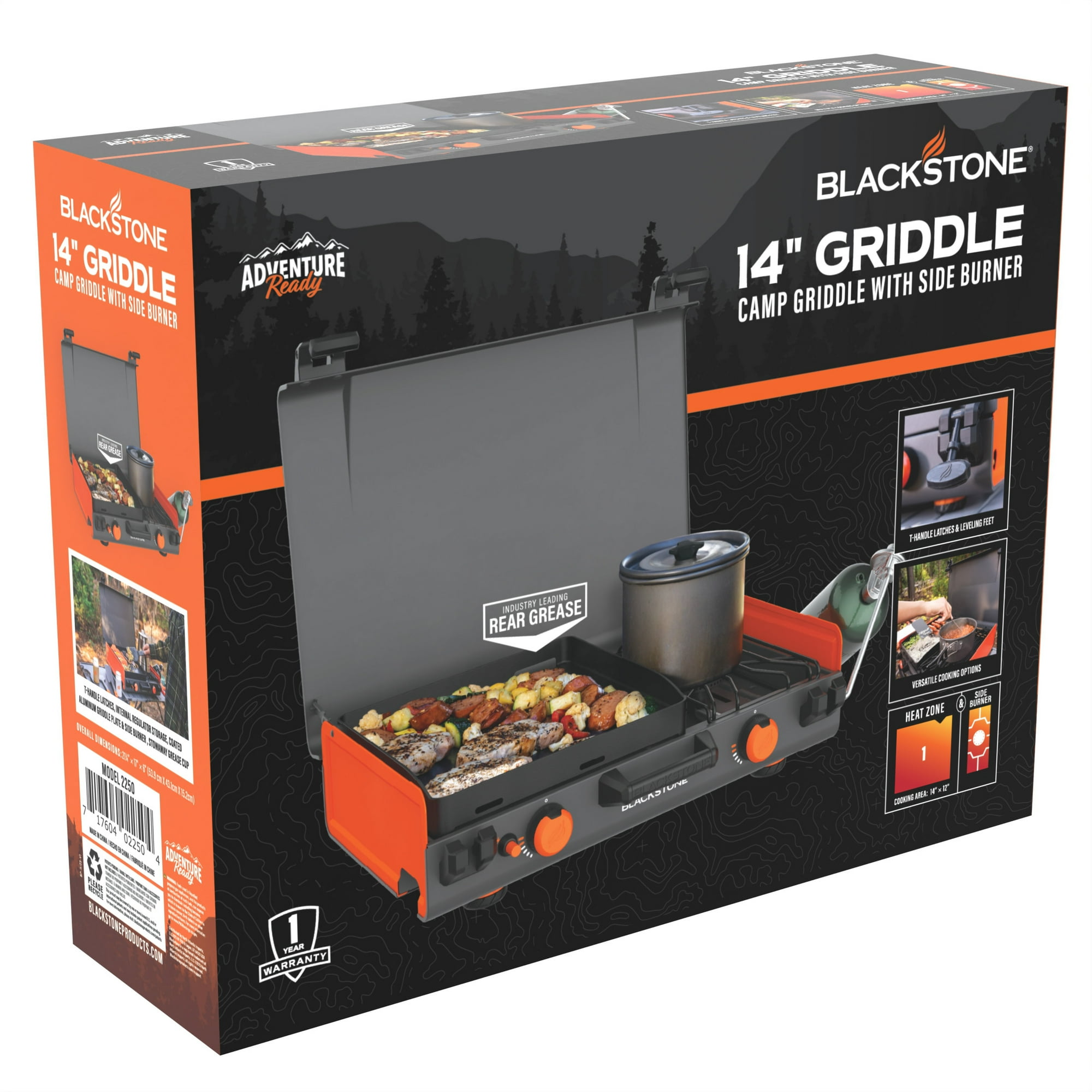 Blackstone Adventure Ready 12"x14" Propane Camping Griddle with Side Burner