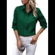 thumbnail image 1 of Camisas con Botones para Mujer, Blusas de Larga, Blusas Casuales Lisas para Oficina y Trabajo Verde Oscuro XXL, 1 of 7