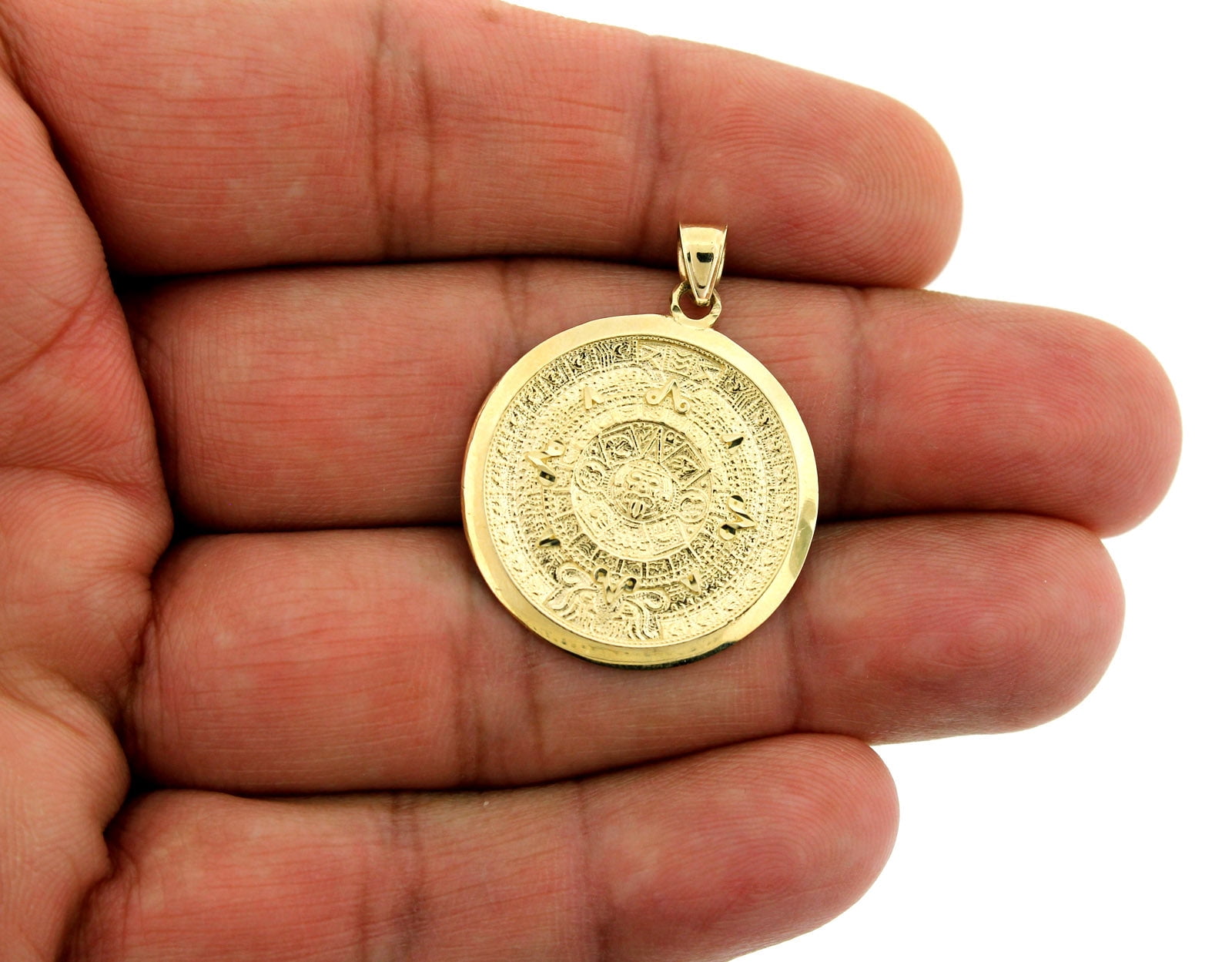 Men's 10K Yellow Gold Diamond Cut Large Aztec Calendar Charm Pendant -  Walmart.com