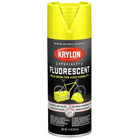 Krylon Fluorescent Spray Paint, Flat, Lemon Yellow, 11 oz.