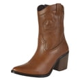 thumbnail image 1 of Bota Vaquera Para Mujer Castalia 002-49 Coñac Con Detalle Bordado, 1 of 3