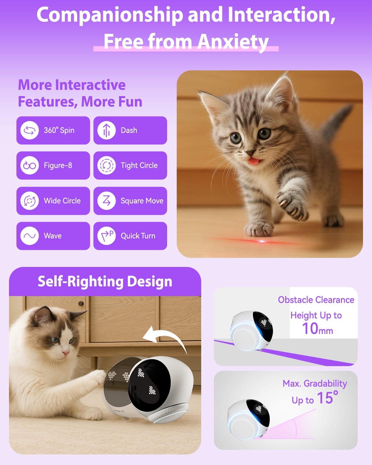 1080P Indoor Safety Robot  - App-Controlled Pet/Elderly/Baby Monitor with 2-Way Audio, Motion Detection, Night Vision & Auto-Charging (White)