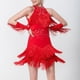 thumbnail image 5 of Vestido de baile latino para mujer, vestido de fiesta brillante para fiesta temática de tango, club nocturno de Rumba , Rojo 2XL, 5 of 10