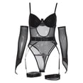 thumbnail image 2 of Gibobby Conjunto de lencería Sexy Conjunto de lencería de Brasier y pantaleta de Encaje y Transparencias(Negro, M), 2 of 5