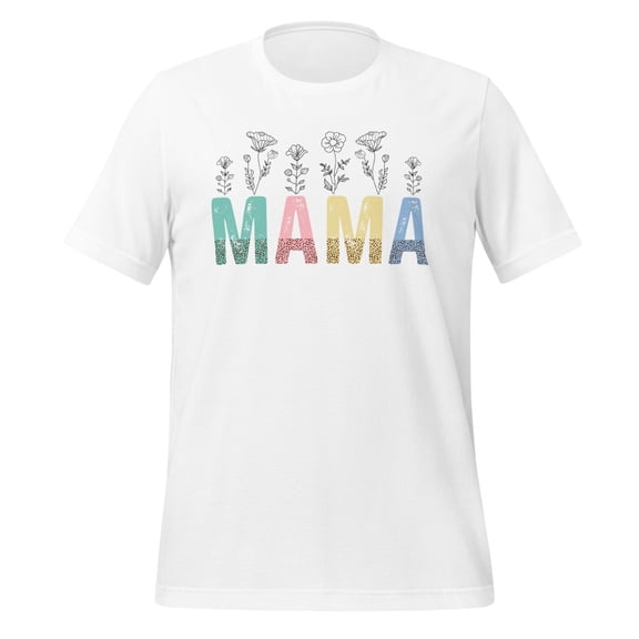 Mama Floral Graphic T-Shirt | Vibrant Blooms and Letters Design (XS)