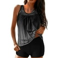 thumbnail image 1 of Tankini Swimsuits for Women 2 Piece Mesh Bathing Suits Ruched Tank Top with Boy Shorts, 1 of 8