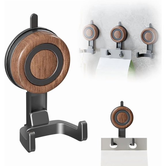 Suction Cup Hooks for Shower, 2025 Heavy Duty Double Towel Hooks for Bathroom, No Damage Shower Hook for Inside Showers Wall Hanging Towels Robes Coat (Red, 1 Pcs)