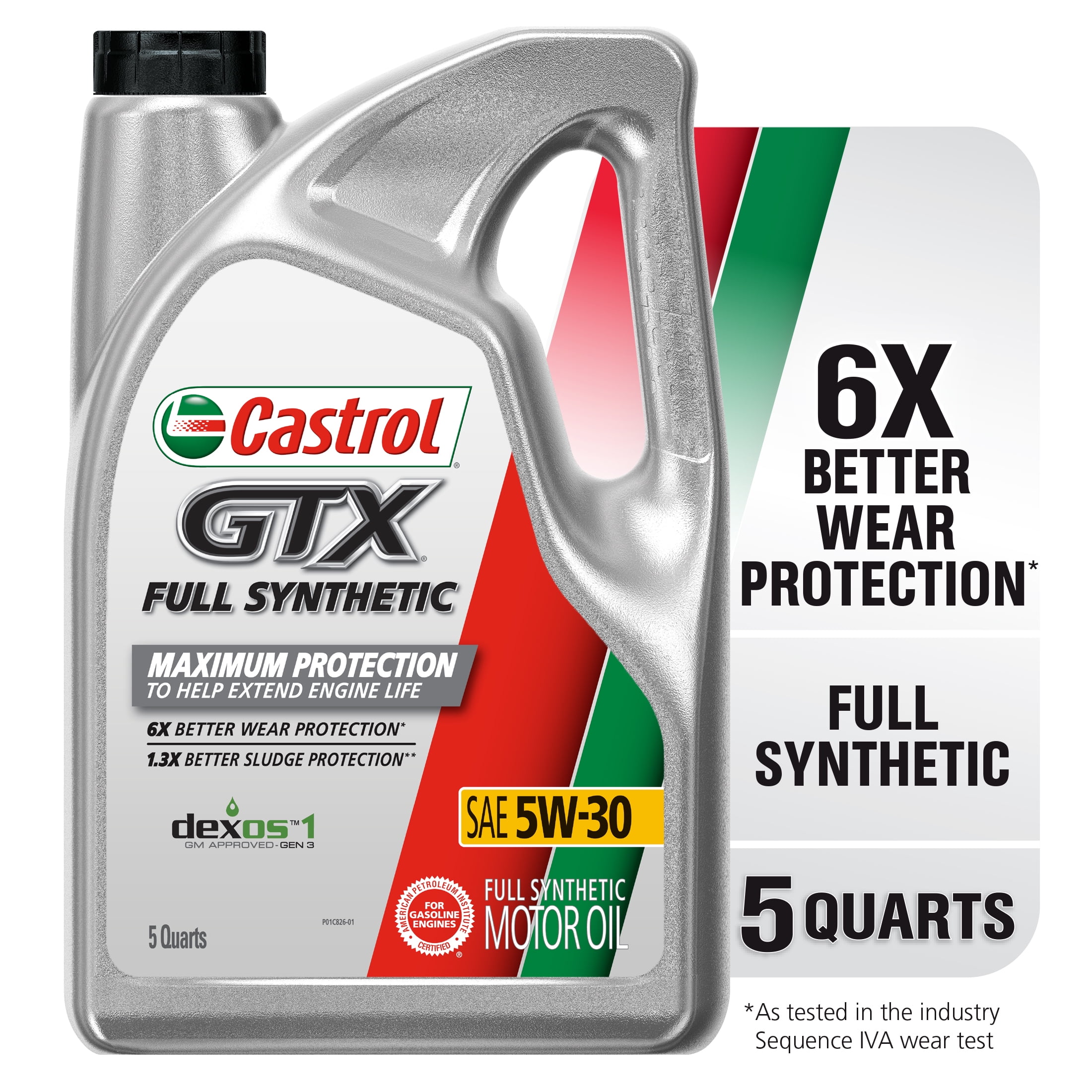 Castrol GTX Full Synthetic 5W30 Motor Oil, 5 Quarts