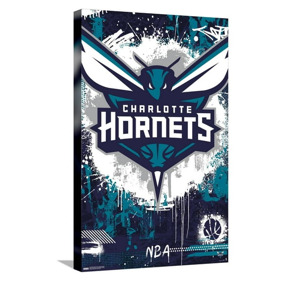 NBA Charlotte Hornets - Maximalist Logo 23 Canvas Wall Poster, 14.725" x 22.375"