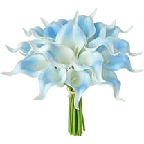 NAMZI 20pcs Light Blue Flowers Artificial Calla Lily Silk Flowers 13.4" for Mother's Day Home Kitchen & Wedding