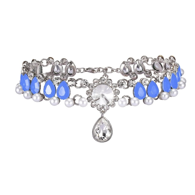 Collar HUOGUO Fashion Alloy con perlas de diamante completo para mujer, 60 cm