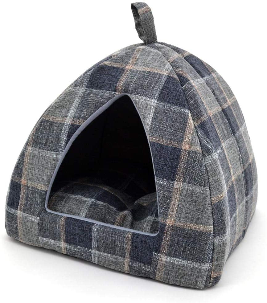Best Pet Supplies Pet Tent Soft Bed for Dog and Cat Plaid Linen, 19" x 19" x 19"H Walmart