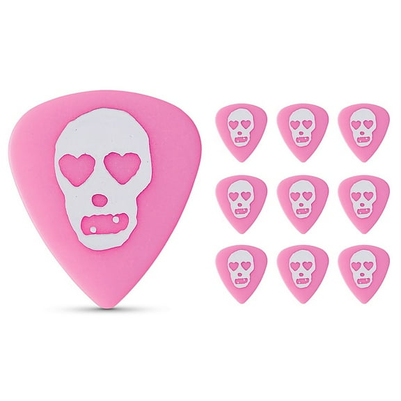 Pickboy White Heart Skull on Pink Polyacetal Guitar/Bass Picks 1.00mm (10pk)