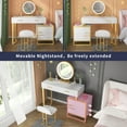 thumbnail image 2 of MUZZ Vanity Table Set with 3 Color LED Lighted Mirror and Stool, Makeup Vanity Dressing Table, 4 Drawers and Storage Shelves for Bedroom, Gold Vanity Desk for Women Girls(Normal/White), 2 of 7
