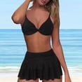 thumbnail image 2 of Sngxgn Women's Cut High Waisted Bikini Ribbed V Neck Two Pieces Swimsuit(Black,L), 2 of 9