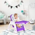 thumbnail image 2 of Baby High Chair, 4-in-1 Convertible Baby Highchair/Booster Seat/Toddler Recliner Chair/Table and Chair Set, Footrest & Safety Harness, 3-Position Adjustable Feeding Tray for Infant(Purple), 2 of 10