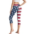 thumbnail image 2 of HELLHERO American Flag Printed Capri Leggings for Women High Waisted Yoga Pants Breathable Workout Leggings with Pockets, S, 2 of 7