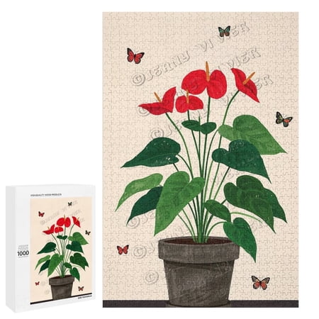 Anthurium Wooden Jigsaw Puzzle 1000 Pieces Nature-Inspired Puzzle for Adults Finished Size 20 x 30