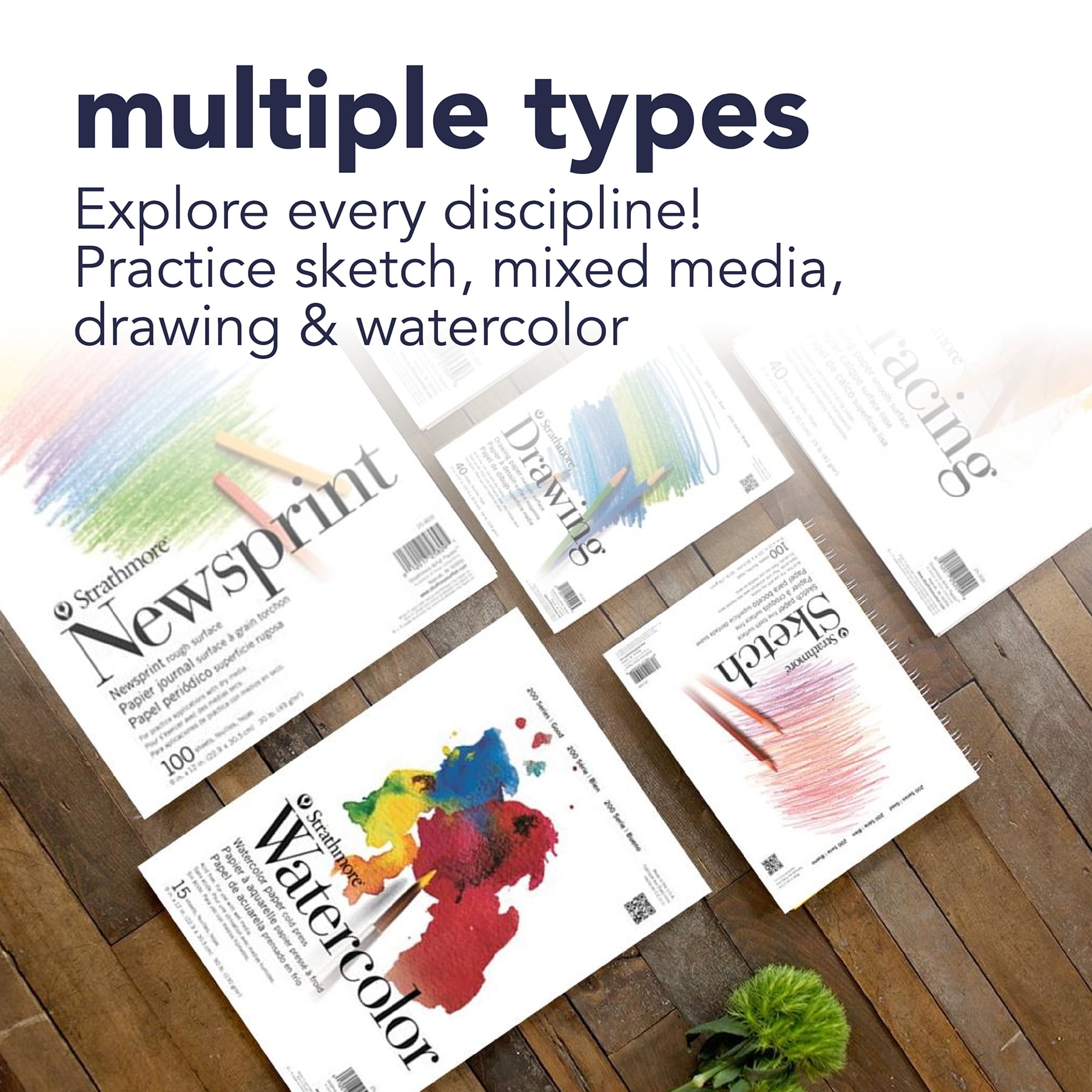 Strathmore 200 Series Mixed Media Notebook, Side Wire, 9