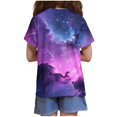 thumbnail image 4 of Spazoro Big Boys Girls Shirts Tee, Short Sleeve Universe Print Crew Neck Graphic T-Shirts Casual Summer Tops for Unisex Purple Size 7 T, 4 of 5