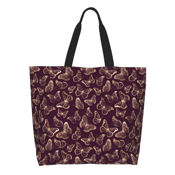 Disketp Beautiful Purple Butterflies Bolsa Tote Estampada para Mujer, Bolso de Hombro y de Mano para Compras y Viajes