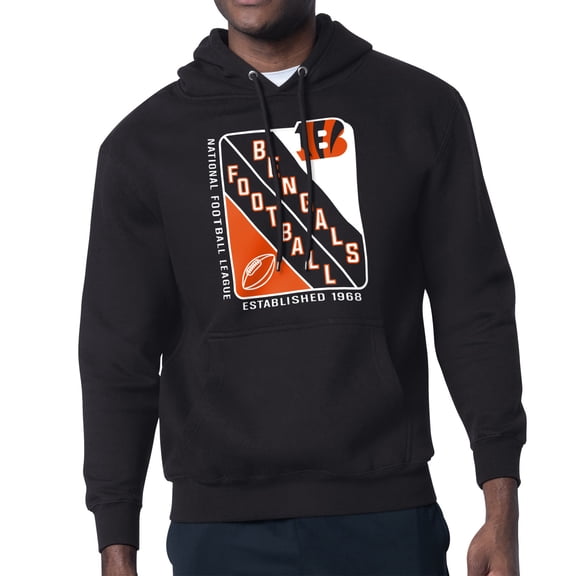Men's Starter Black Cincinnati Bengals Shield Logo Pullover Hoodie