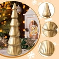 thumbnail image 6 of CarpNettore Wooden Artificial Christmas Tree Christmas Decoration Figurine Small Tabletop Xmas Tree for Outdoor Mantel Window Shelf Party Gold 11x11x34cm, 6 of 7