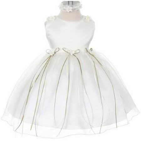 BluNight Collection - Rosebud Flower Bow Ribbons Baby Little Girl Flower Girls Dresses Ivory S - Walmart.com