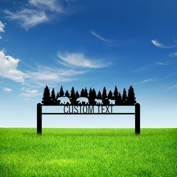Custom Bear Family Custom Yard Sign, Outdoor Patio Metal Sign, Bear Metal Yard Sign, Welcome Yard Sign, Yard Address Sign