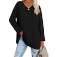 thumbnail image 2 of LYXSSBYX Women Long Sleeve Dress Hot Sale Clearance Women Casual Solid Long Sleeve Shoulder Drop V-Neck T-Shirt Blouse, 2 of 5