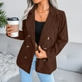 thumbnail image 3 of YUHAOTIN Female Women Blazers for Work Tall Women's Elegant European Style Corduroy Double with Notched Lapel Womens Blazers Dressy Casual Oversized Blazers for Women, 3 of 4