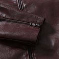 thumbnail image 4 of IROINNID Men's Long Sleeve Faux Leather Stand Collar Short Jacket Solid Color Comfy Warm Fit Thick Leather Long Jacket Pocket Fit Top Coat, 4 of 5