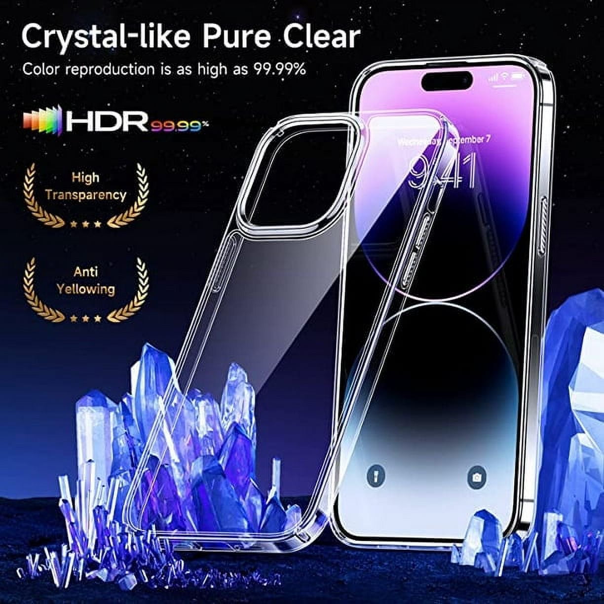 Entronix Heavy Duty Clear Case for Apple Apple iPhone 16 Transparent Clear Case, [Yellow Resistant] Hard Back Cover Soft Silicone, Shockproof Slim Case for Apple Apple iPhone 16