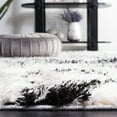 thumbnail image 4 of SAFAVIEH Lindsay Edna Distressed Polyester Shag Runner Rug, Grey/Black Ivory, 2'2" x 8', 4 of 7