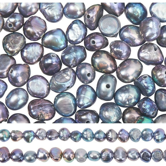 1 Box 120Pcs Baroque Black Pearl Natural Cultured Freshwater Pearls Nugget Shape Genuine Keshi Pearl Beads for Jewelry Making Bead Supplies DIY Crafts Bracelets Necklaces Earrings